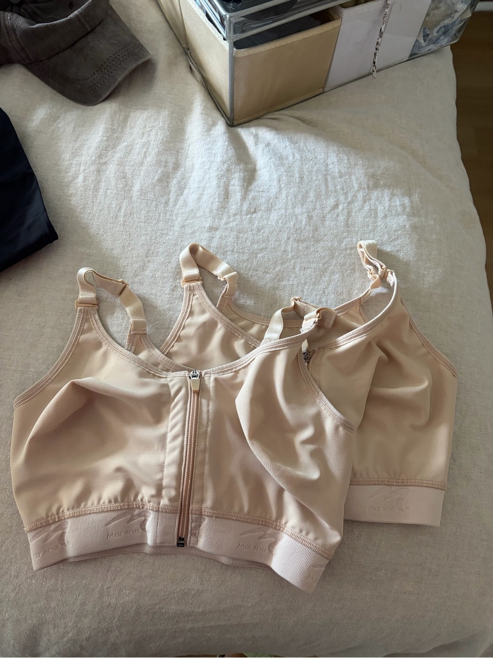 Set of (2) Marena Recovery Women's Nude Post-Op Support Bra - 34 B/C